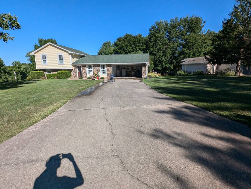 Wet driveway, freshly cleaned